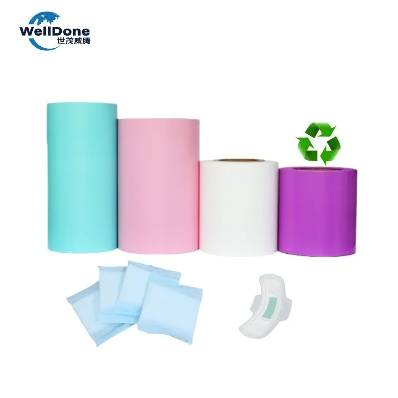 Colored sanitary napkin individual wrapper film for feminine hygiene packaging